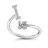 LATS Zircon Initial A-Z Letter Rings for Women Girl Adjustable Opening Ring Name Alphabet Female Wedding Fashion Jewelry Gift
