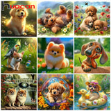 Huacan New Arrivals Diamond Painting Animal Dog Diy Full 5d Mosaic Flower Rhinestone Pictures at Home Decor Craft Kit