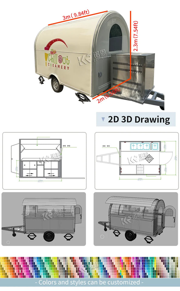 Food Vending Van Catering Fully Equipped Concession Street Mobile Food Truck Cart Fast Food Mobile Store Truck Boutique Trailer