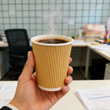 30pack Yellow Ripple Coffee Paper Cups 8oz Disposable Coffee Cups With Lids for Cold/Hot Beverages Travel Office Paper Cups