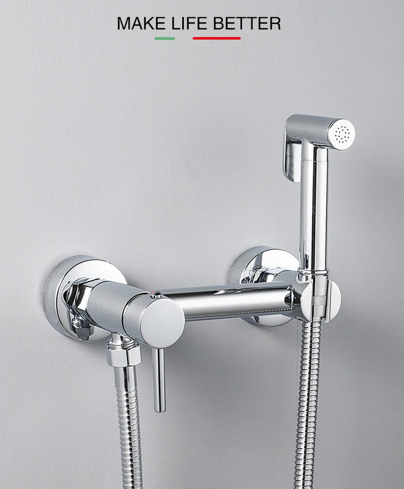 ULA Brass Bidet Faucet Black Toilet Faucet Handheld Toilet Bidet Sprayer Set Hygienic Shower Hot Cold Water Mixer Shower Head