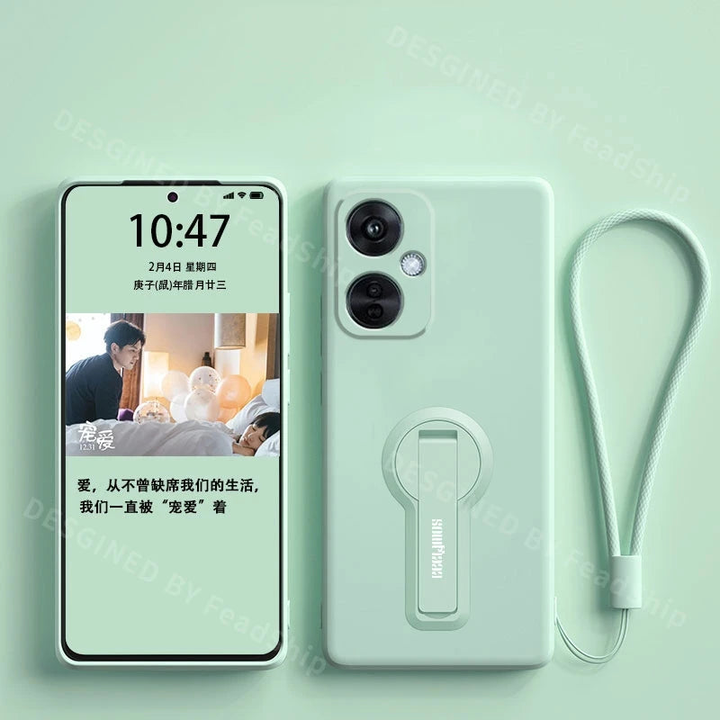 Luxury Phone Case For Oneplus Nord CE 3 Lite NordCE3 NordN30 Liquid Silicone Case Shockproof Soft Cover With Holder Sreen Film
