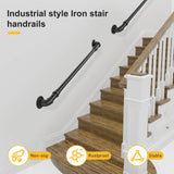 1-3M Secure Pipe Stair Handrails Staircase Indoor Outdoor Wall Balustrade Non-Slip Industrial Galvanized Steel Pipe Wall-Mounted
