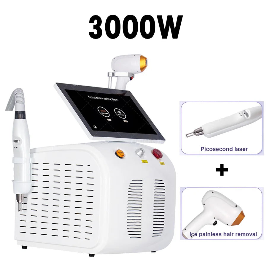 Multifunctional 2 in 1 Diode and Nd Yag Laser 755 808 1064nm Hair Removal Machine Portable Picoseconds Laser Tattoo Remover