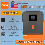 PowMr 3.6KW Solar Hybrid Inverter 120A MPPT Solar Charge 24V DC to 110VAC Pure Sine Wave Inverter Support Lifepo4 for Solar Home