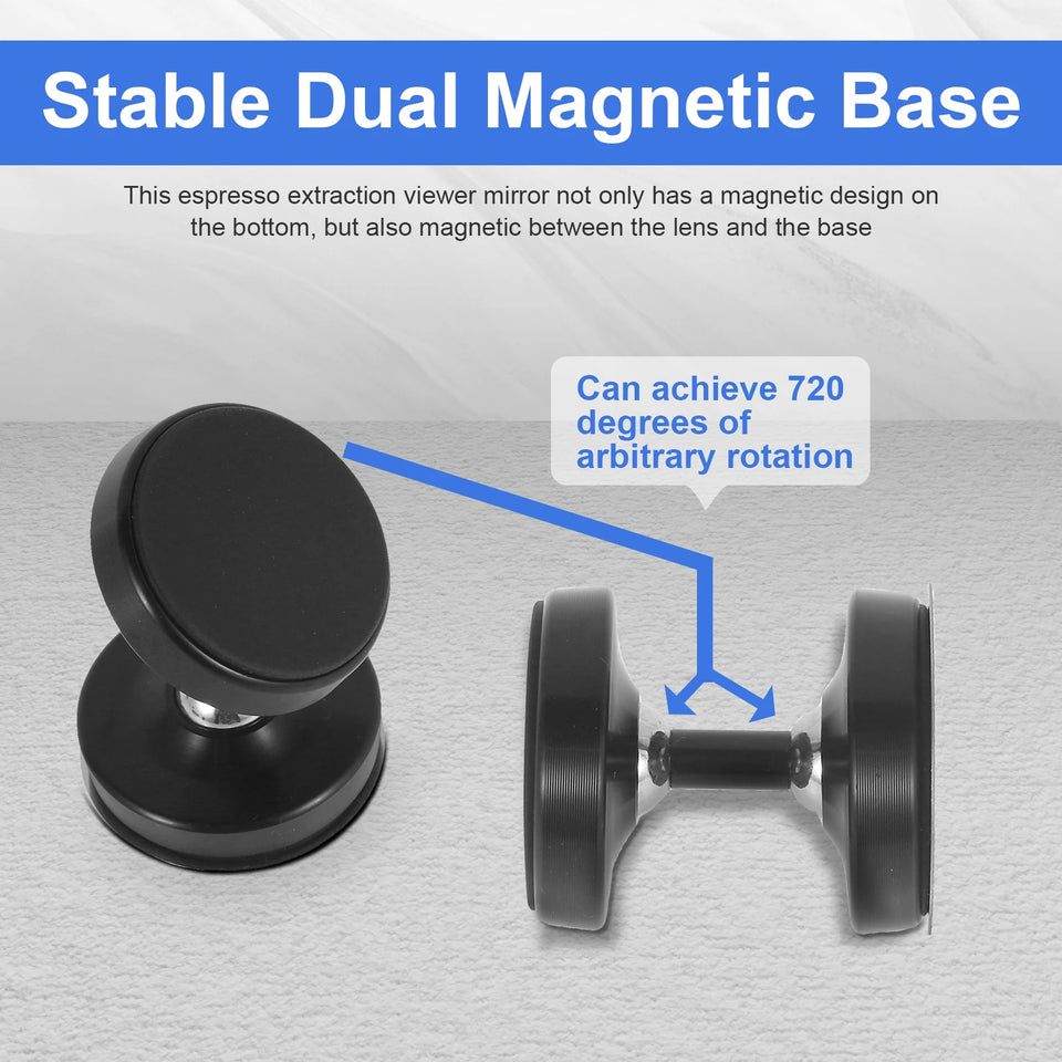 1Pc Espresso Extraction Shot Mirror Stainless Steel Reflector Magnetic Base Multi Directional Rotating Coffee Extractor Mirror