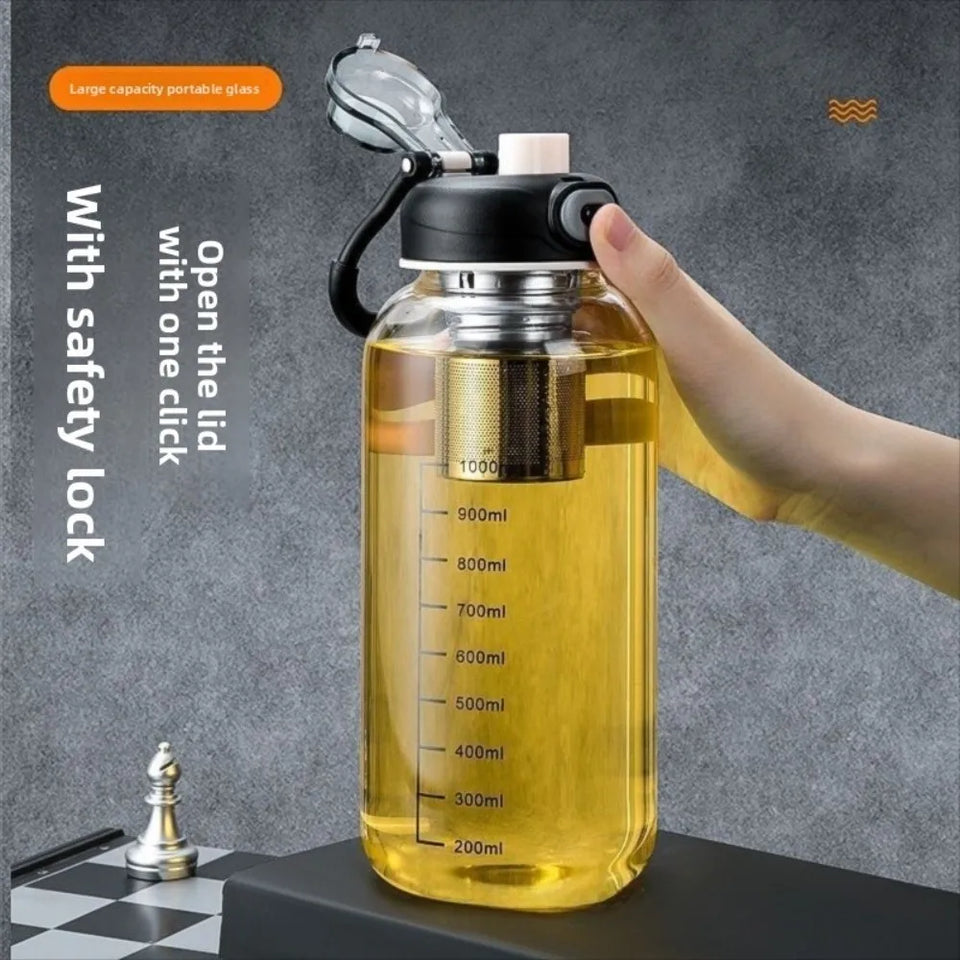 Tea Separation Glass Tea Cup Double Drinking with Handle Water Cup Large Capacity High Temperature Resistant Portable Kettle