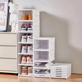 Home Household Home Closet Shoe Cabinet Use 3 Layers Foldable Transparent Stackable Dustproof Box