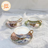 Classical Porcelain Cup&saucer 220ml Gold-plated Coffee Mug Water Mugs Dining Table Afternoon Tea Teacup Fruits Juice Cup