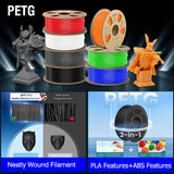 JAYO filaments petg 5Rolls Mixed colors 3D Printer Filament 1.75mm 100% No Bubble FDM 3D Printer Materials DIY Gift 1.1KG/1rolls