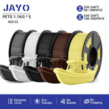 JAYO filaments petg 5Rolls Mixed colors 3D Printer Filament 1.75mm 100% No Bubble FDM 3D Printer Materials DIY Gift 1.1KG/1rolls