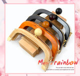 1Pc 20.5cm Wood Purse Frame Wooden Bead Bag Handles Metal Screws Wallet Closure Clip Kiss Clasp DIY Handmade Bags Accessories