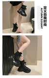 Women Ankle Boots Autumn Chunky Shoes Woman High Platform Breathable Sneakers 7.5CM Thick Sole Wedges Motorcycles Boots Winter