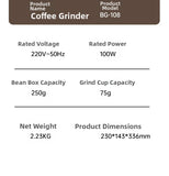 Touchscreen Electric Coffee Grinder - Automatic Commercial & Home Use, Stainless Steel Burr Mill with Dose Control, LCD Display