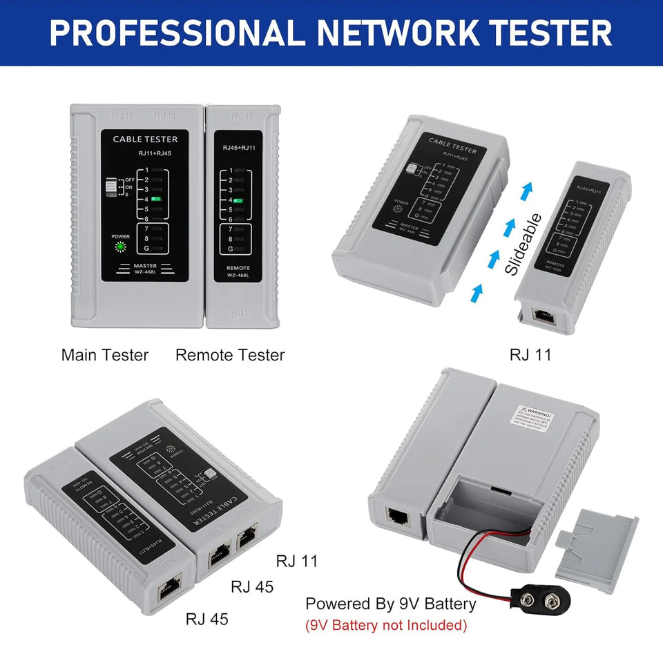 ZoeRax RJ45 CAT6 CAT5E Crimp Tool Kit Pass Through Ethernet Crimper for Cat5e Cat6 8P8C Modular Connectors(Battery Not Included)