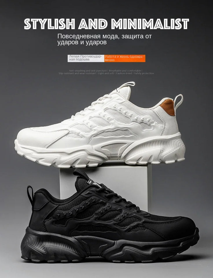 2023 Latest White Safety Shoes Sneakers Men Steel Toe Cap Work Boots Anti-smash Anti-puncture Lightweight Protective Footwear