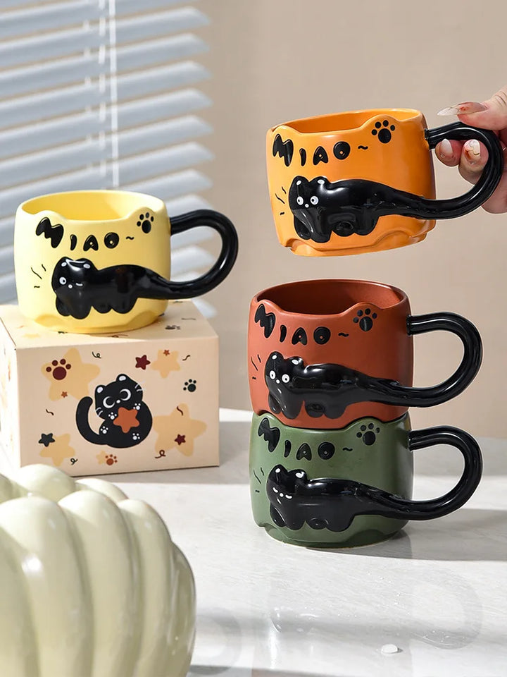 Cup Cat Stacking Cup Creative Mark Cup Drinking Cup For Guests Home Set Handle Ceramic Coffee Cup