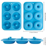 Blue Food Grade LFGB Silicone Donut Mold Set of 2 for 6 Doughnuts Non-Stick Baking Pan Dishwasher Safe Heat and Microwave Resis
