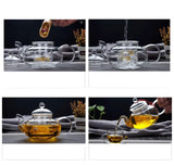 400ml/1000ml Filterable Heat-resistant Thickened Glass Teapot High Borosilicate Glass Flower Tea Pot Heatable Glass Tea Set
