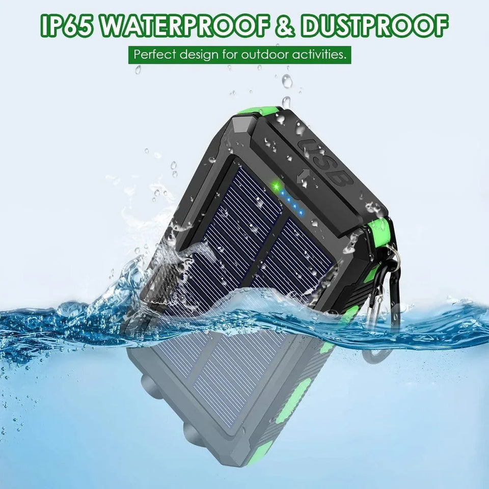 Solar Power Bank 80000mAh Portable Charging Poverbank External Battery Charger Strong Light LDE Light for All Smartphones