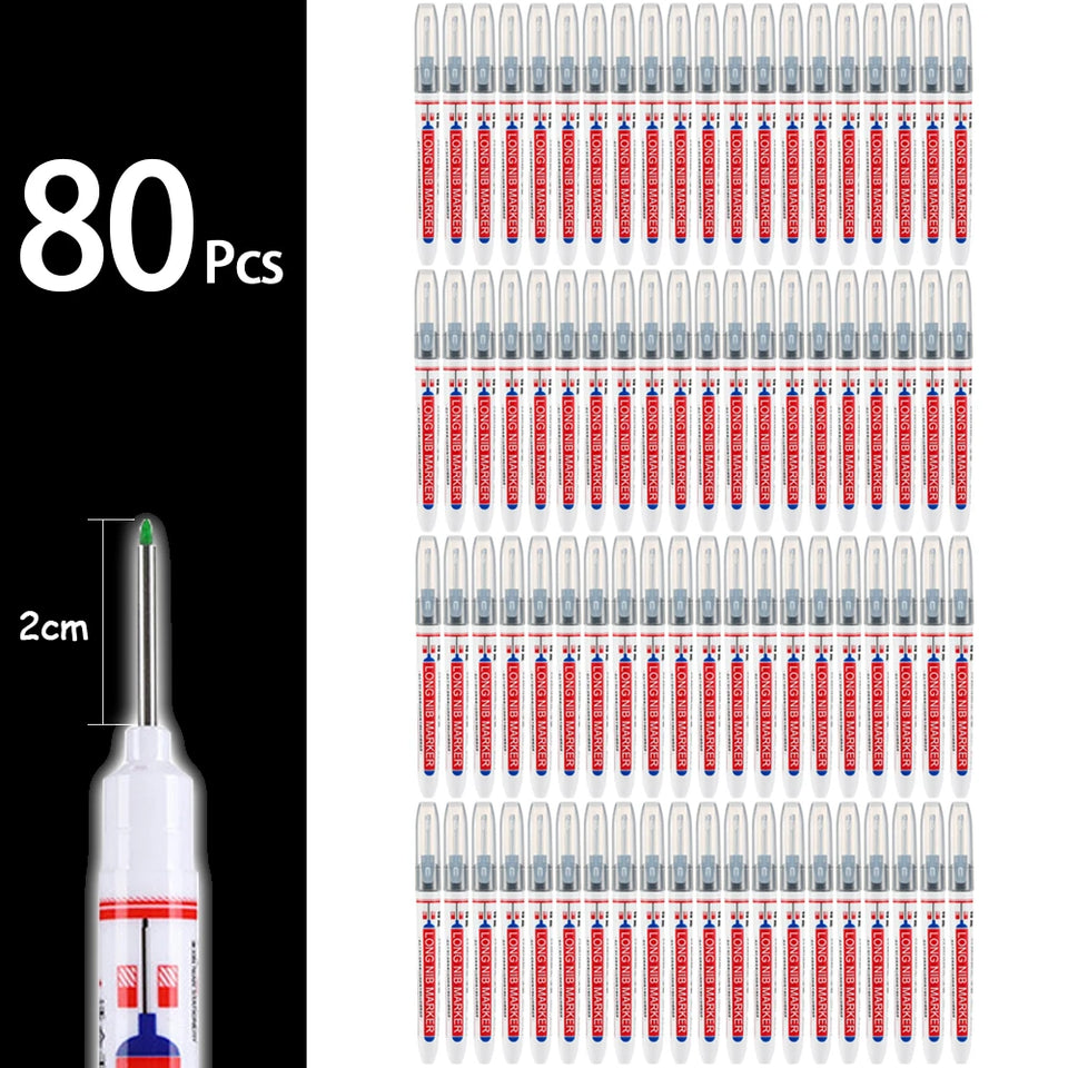 4-80Pcs 2cm Waterproof Long Head Markers Deep Hole Marker Pen for Metal Carpenter Red/Black/Blue/Green Ink Woodworking Tools