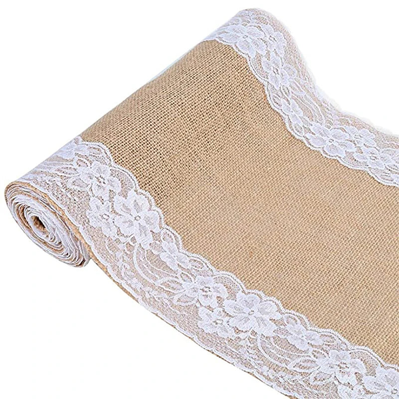 Natural Burlap Table Runner Farmhouse Jute Fabric Kitchen Coffee Tablecloths for Wedding Aisle Carpet Garden Outdoor Decorations