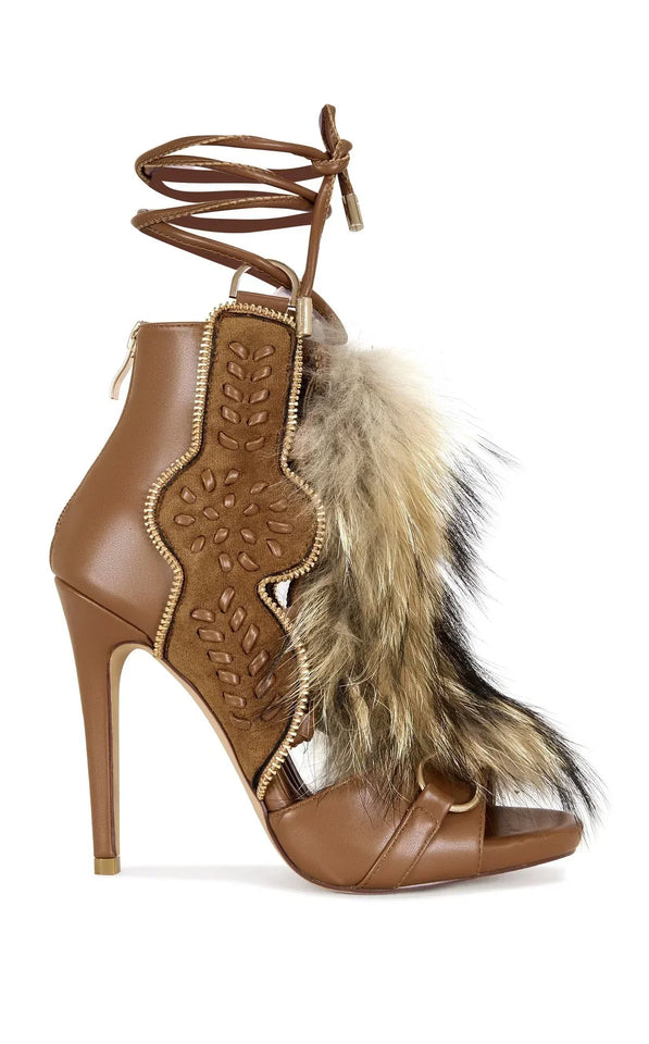 Fur Peep Toe Cross Tied Platform Sandal Boots Sexy Round Toe Thin Heel Zippeer New Arrivals Fashion Women Modern Boors