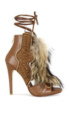 Fur Peep Toe Cross Tied Platform Sandal Boots Sexy Round Toe Thin Heel Zippeer New Arrivals Fashion Women Modern Boors