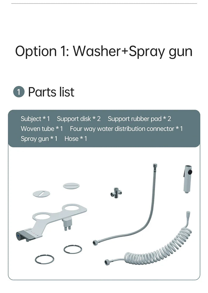 Bidet Attachment Ultra-Slim Toilet Seat Attachment Dual Nozzle Bidet Adjustable Water Pressure Non-Electric Ass Sprayer