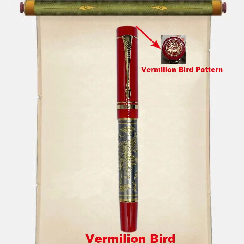 Lemon M2S China Four Great Beasts Acrylic Piston Fountain Pen Blade Long Knife Nib Hand-Polished Writing Luxury Stationery Gift