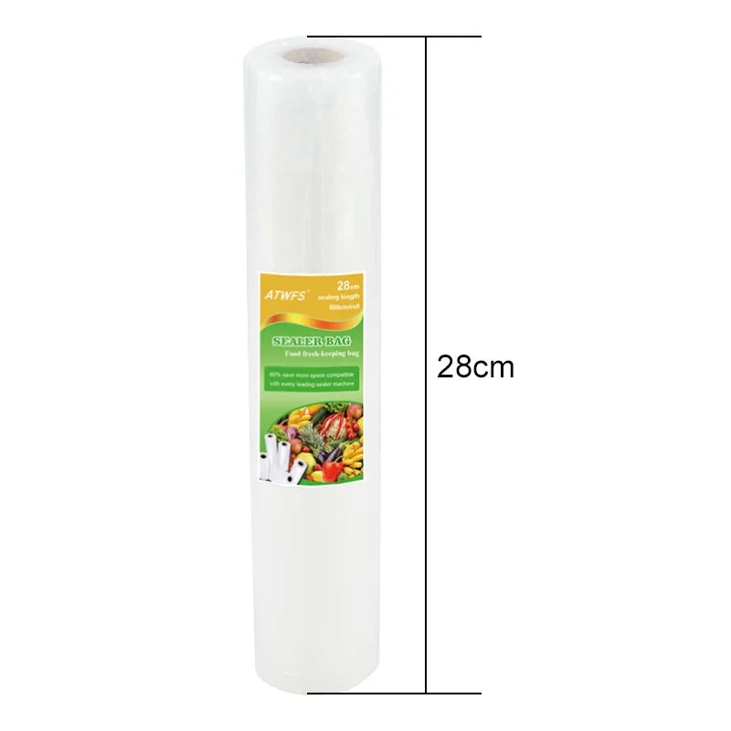 ATWFS Vacuum Bag Packaging Food Vacuum Sealer Bags for Food Storage Keep Products Fresh Bag 12/17/20/25/28cm*500cm 1 Roll