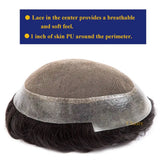New Australia--Male Hair Prosthesis Toupee Men Lace and PU Breathable Men's Wig For Men Natural Hairline 6" Men's Hair System