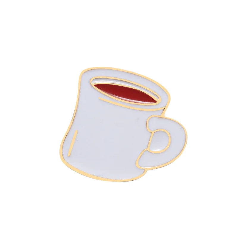 Coffee Collection Enamel Pin for Barista Vintage Rose Tea Latte Americano Brooches Coffee Machine Mini Coffee Bean Badge Jewelry