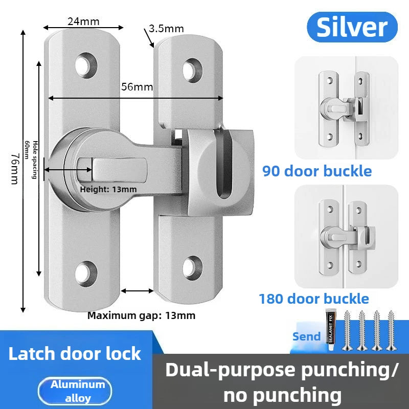 1pc Security Door Lock Handle Commercial Residential Grade Anti-Pick Lock with Adjustable 90°/180° Slide Indoor Outdoor Use
