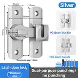1pc Security Door Lock Handle Commercial Residential Grade Anti-Pick Lock with Adjustable 90°/180° Slide Indoor Outdoor Use