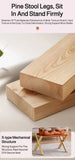 Solid Wood Shoe Changing Stool Footstool Sofa Rest Footstool, Folding Low Stool for The Entryway, Cotton-filled Cushion Stool