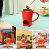 150ML Chocolate Fondue Cup European Candle Cup Ceramic Mug Heating Food Cheese Butter Coffee Mug With Fork Home Party Supplies