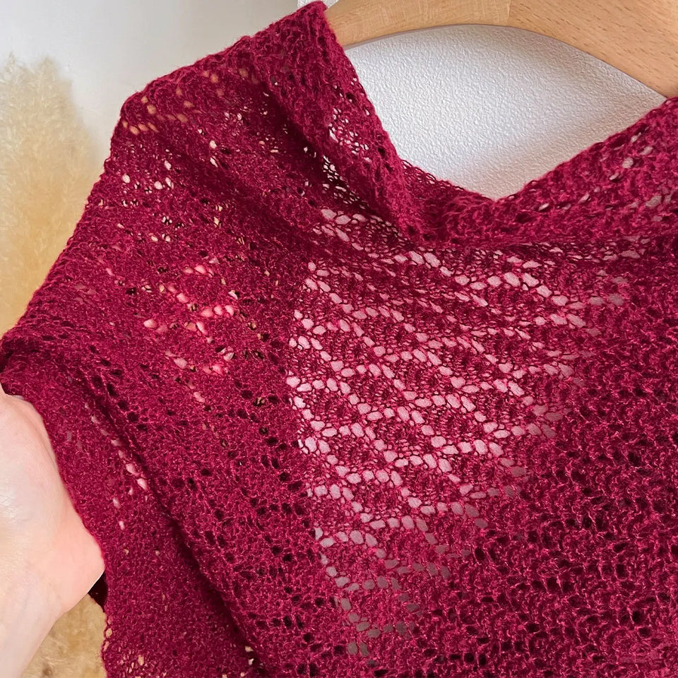 Korean Hollow Out Knitted Shawl Summer Air Conditioning Fake Collar Neck Guard Knit Thin Knotted Cape Shoulder Scarf For Women