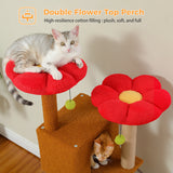 Cactus Cat Tree, 133cm Cat Tower for Indoor Cats, Cute Cat Tree with 2 Padded Perches, 2 Condos & 2 Scratching Posts