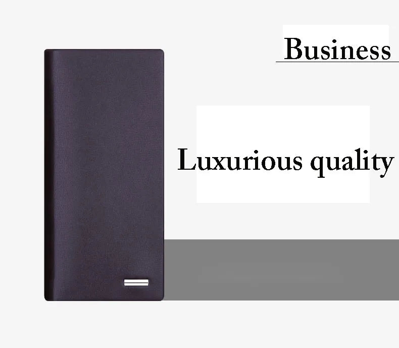 Men's PU Leather Long Clutch, Thin Business Card Holder, Men's Wallet, Brown, Black, Coffee, Pocket Coin Purse, Fashion 2024