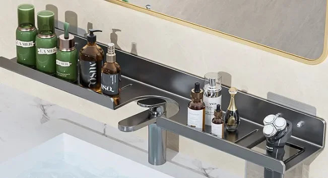 Washroom Faucet Sink Wall-mounted Punch-free Organizer In Front Of The Mirror Bathroom Shower Gel Storage Shelf