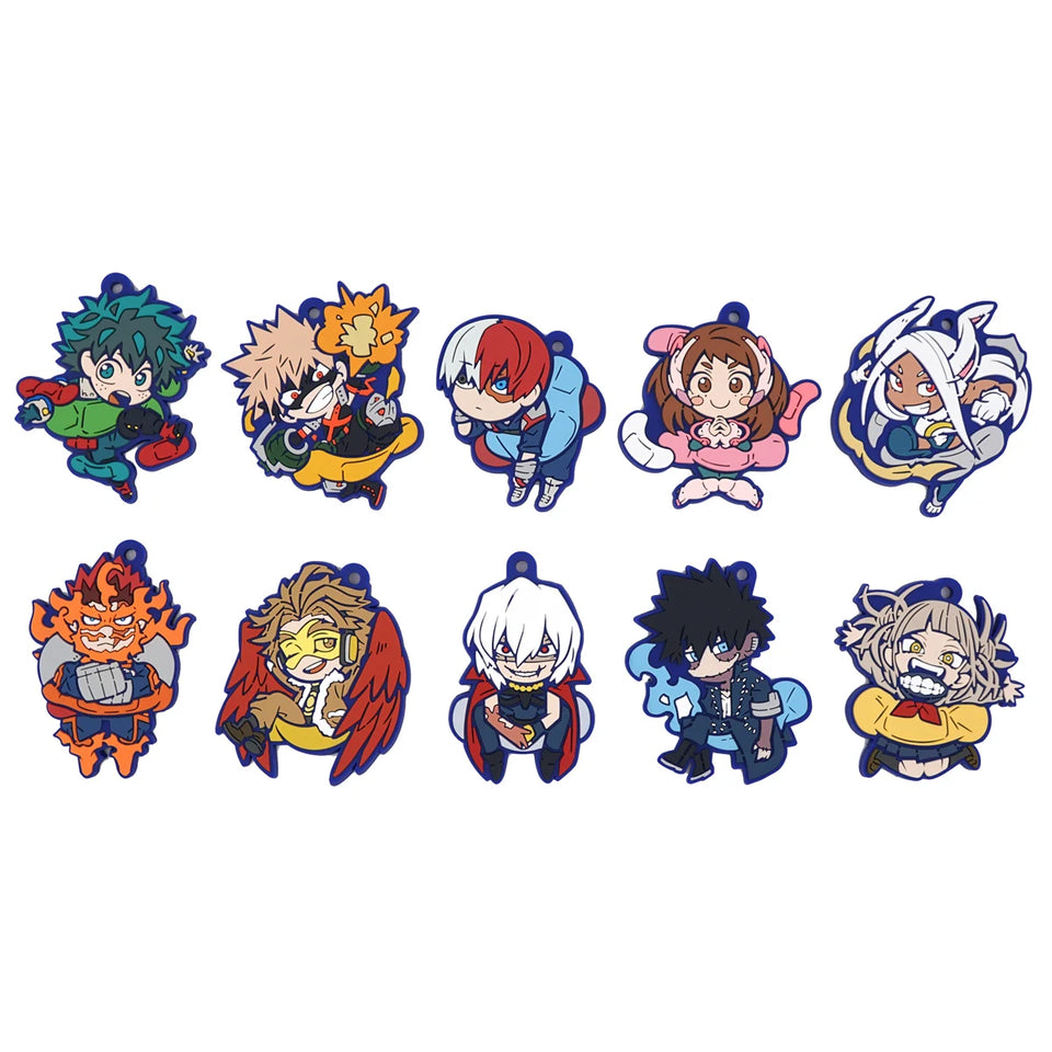 My Hero Academia Anime Bakugou Katsuki Midoriya Izuku Dabi Hawks MHA Rubber Keychain Ornament Toys Collection Gift