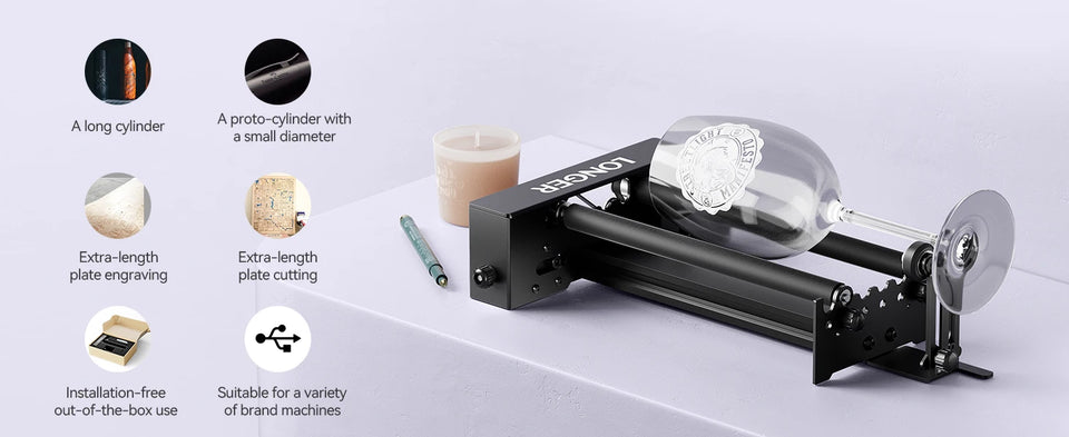 Rotary Roller Upgrade Kits For Laser Engraver Cutting Machine  Engraving Cutting Cylindrical object