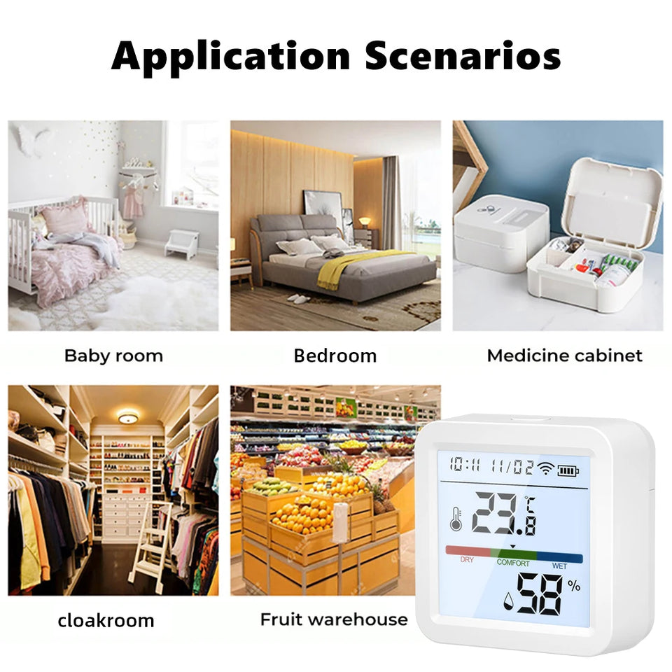 Tuya Zigbee 3.0 WiFi Temperature Humidity Sensor Smart Thermometer Hygrometer APP Remote Control Work with Yandex Alexa