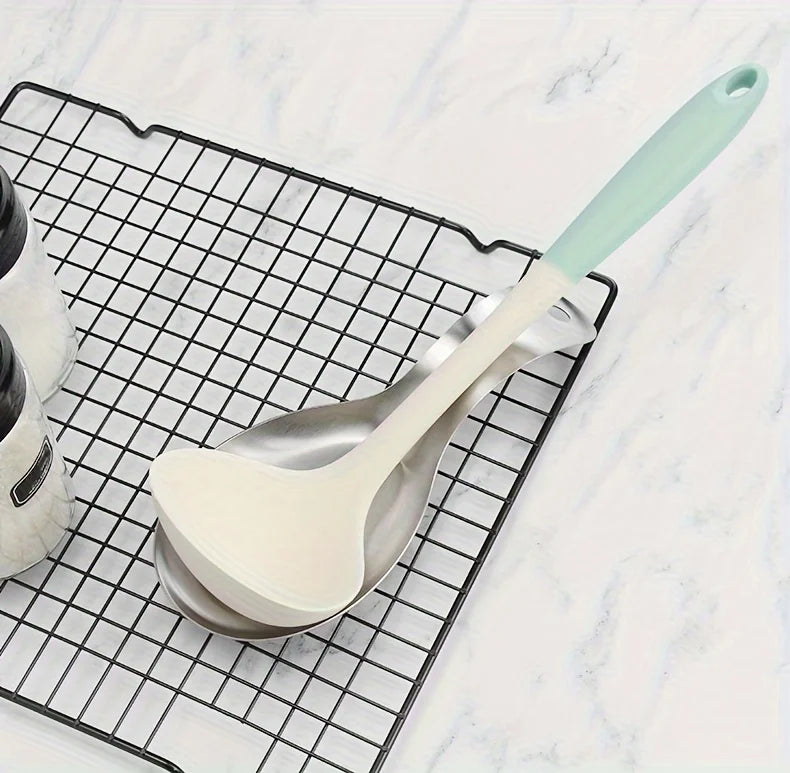 1pc Durable Stainless Steel Soup Spoon Rest Tray-Sleek, Simple Design for Home Commercial Use | Holds Spoons Small Kitchen Tools