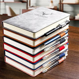 A5 Notebook Student Planning Efficiency Book Business Office Work Conference Notepad 360 Pages 100GSM Font Leather Cover
