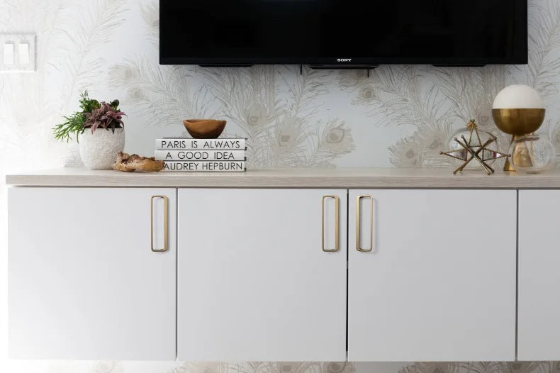 Goo-Ki Brushed Brass Cabinet Handle Antique Three-dimensional Finger Pulls Wardrobe Drawer Long Handle Nickel Drawer Pulls