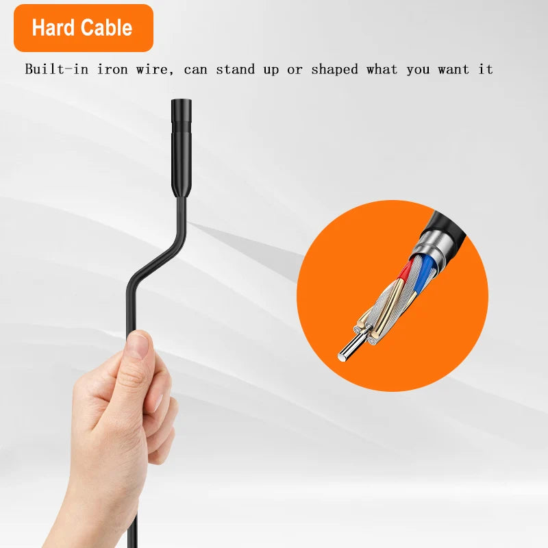 Endoscope Camera 4.3 Inch Screen Replaceable 1-100 Meter Rigid Cable HD1080P 8MM Lens Pipe Inspection USB Borescope LED 2600mAh