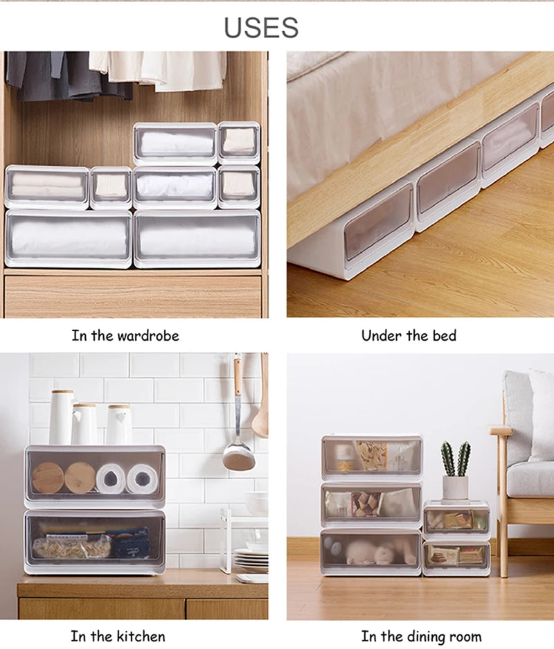 Organization Storage Clothing Closet Organizer System Containers Transparent Storage Box With Compartments