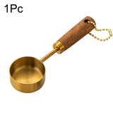 Gold Wooden Handle Stainless Steel Measuring Cups Spoons Baking Tools Coffee Measuring Spoon Set Bartending Scale Accessories